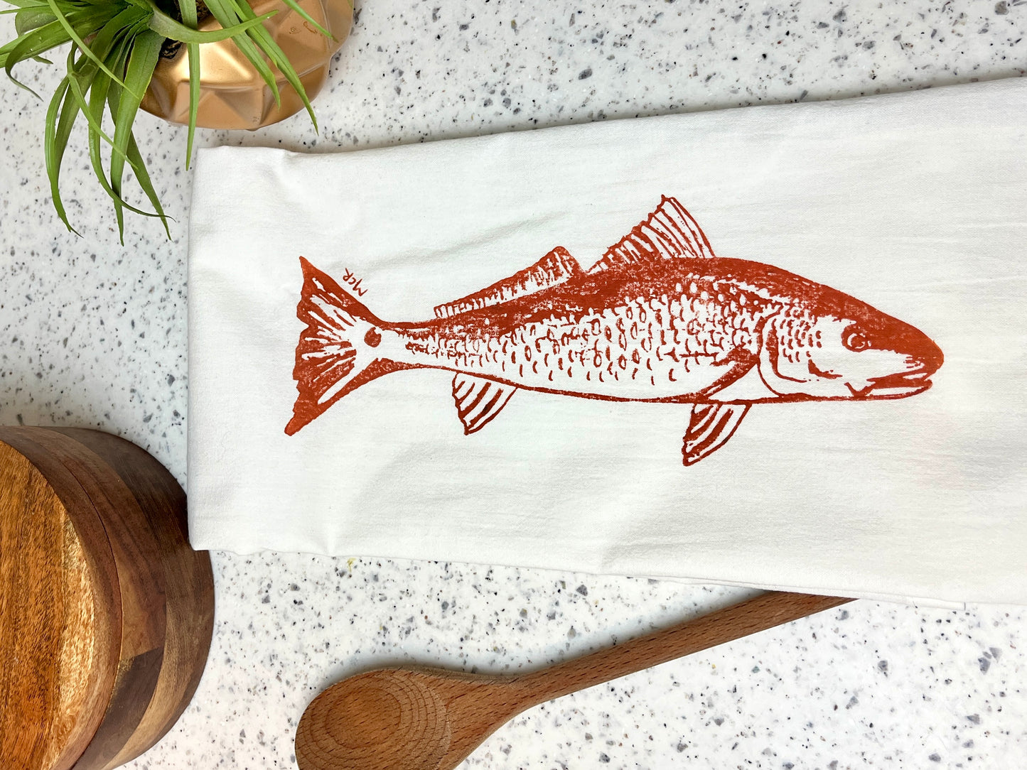 Hand Stamped Tea Towel