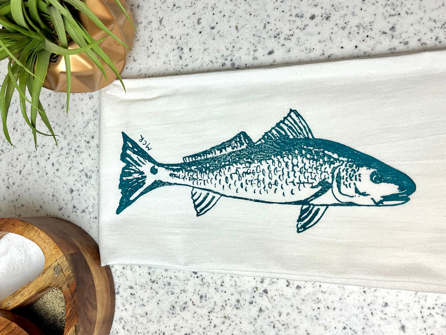 Hand Stamped Tea Towel