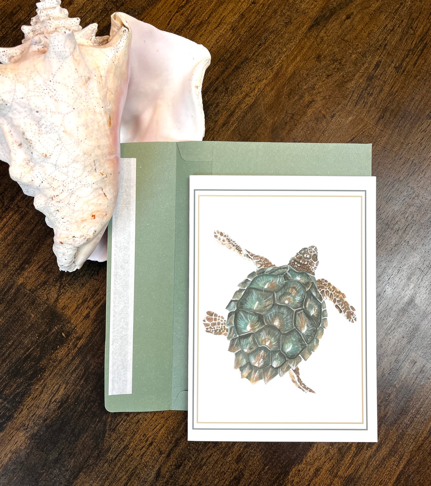"Tybee Turtle” Note Card with Envelope, Accessories, Stationary Set