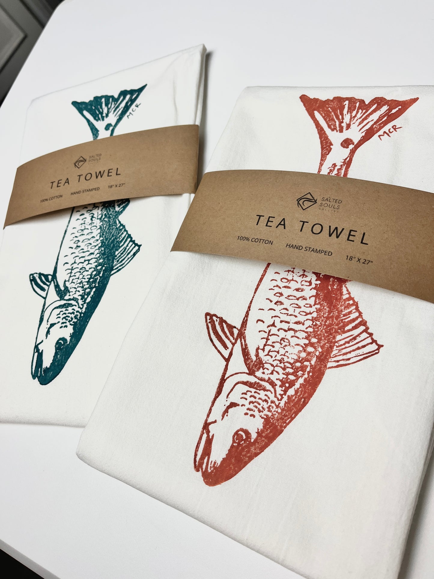 Hand Stamped Tea Towel