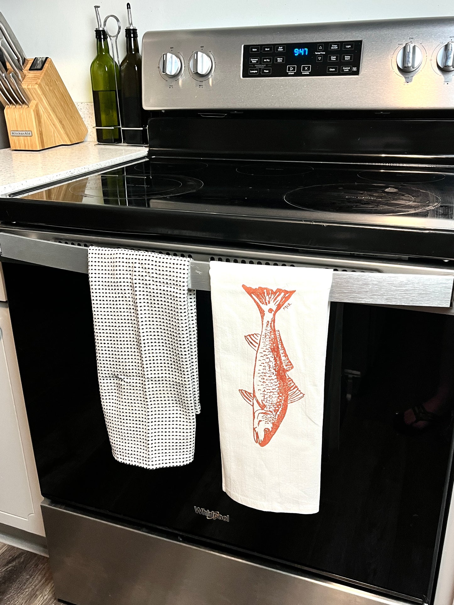 Hand Stamped Tea Towel