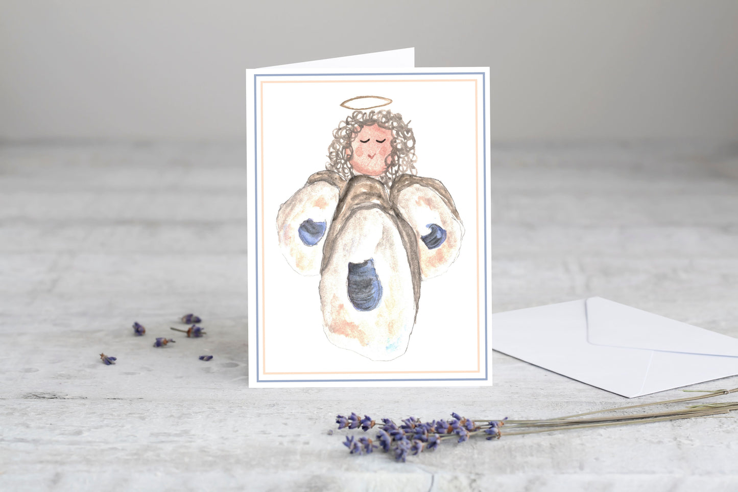 “Oyster Angel” Note Card Set with Envelopes, Accessories, Stationary Set
