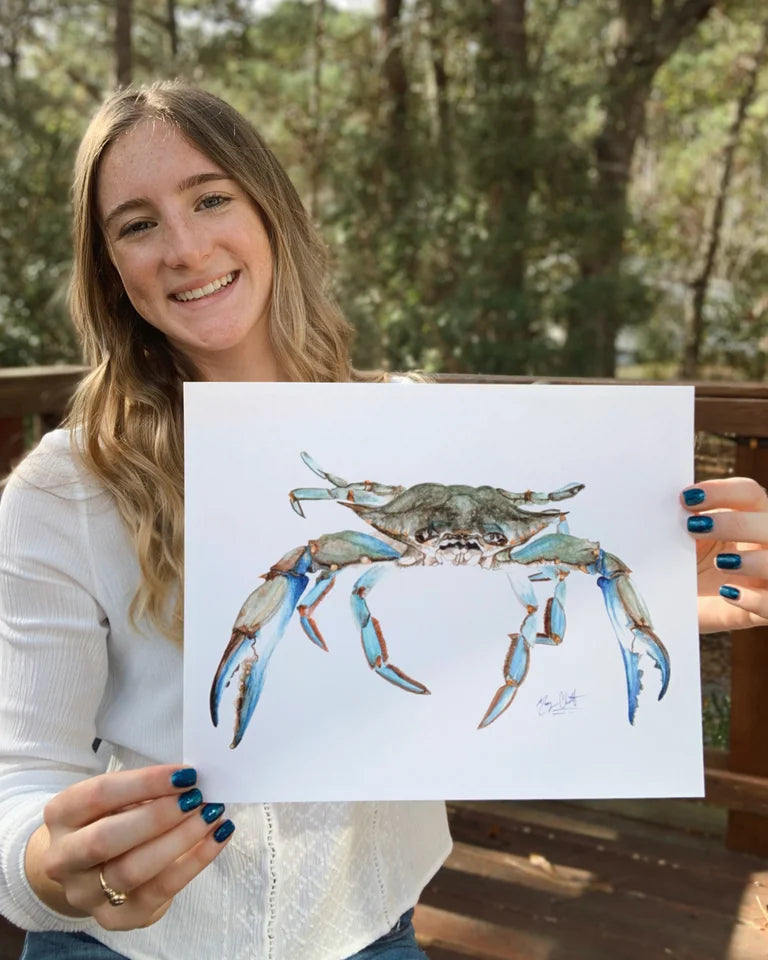 "Savannah Blue Crab" Watercolor Animal Print by Macey Cliatt Rewis