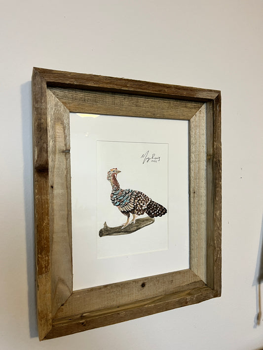 “Thanksgiving Hunt” Original Watercolor, 8x10 driftwood Frame