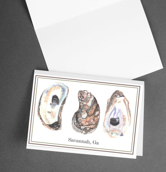 “3 Oysters” Note Card with Envelope, Stationary