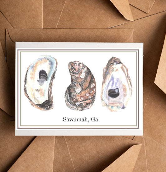 “3 Oysters” Note Card with Envelope, Stationary