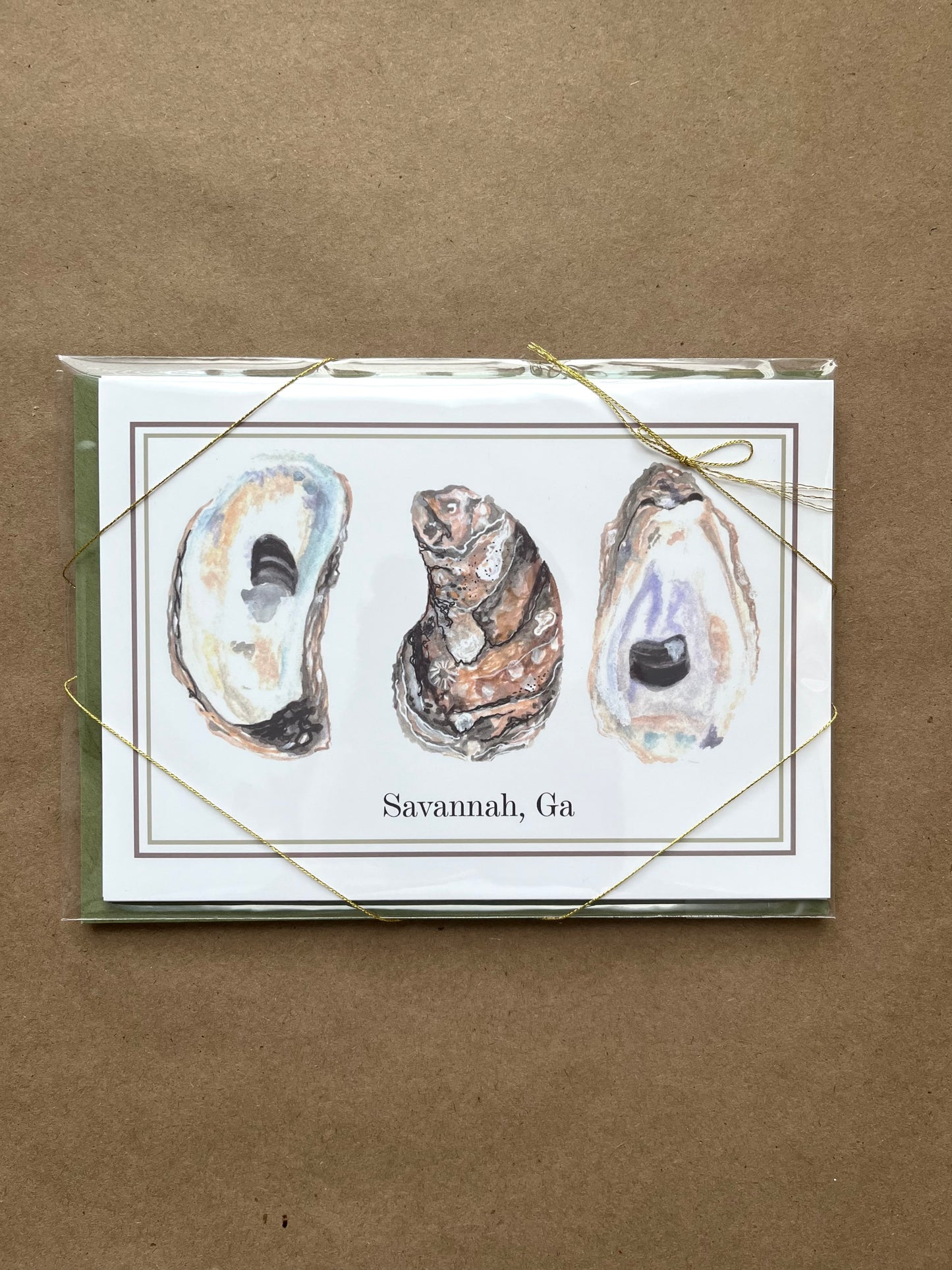 “3 Oysters” Note Card with Envelope, Stationary