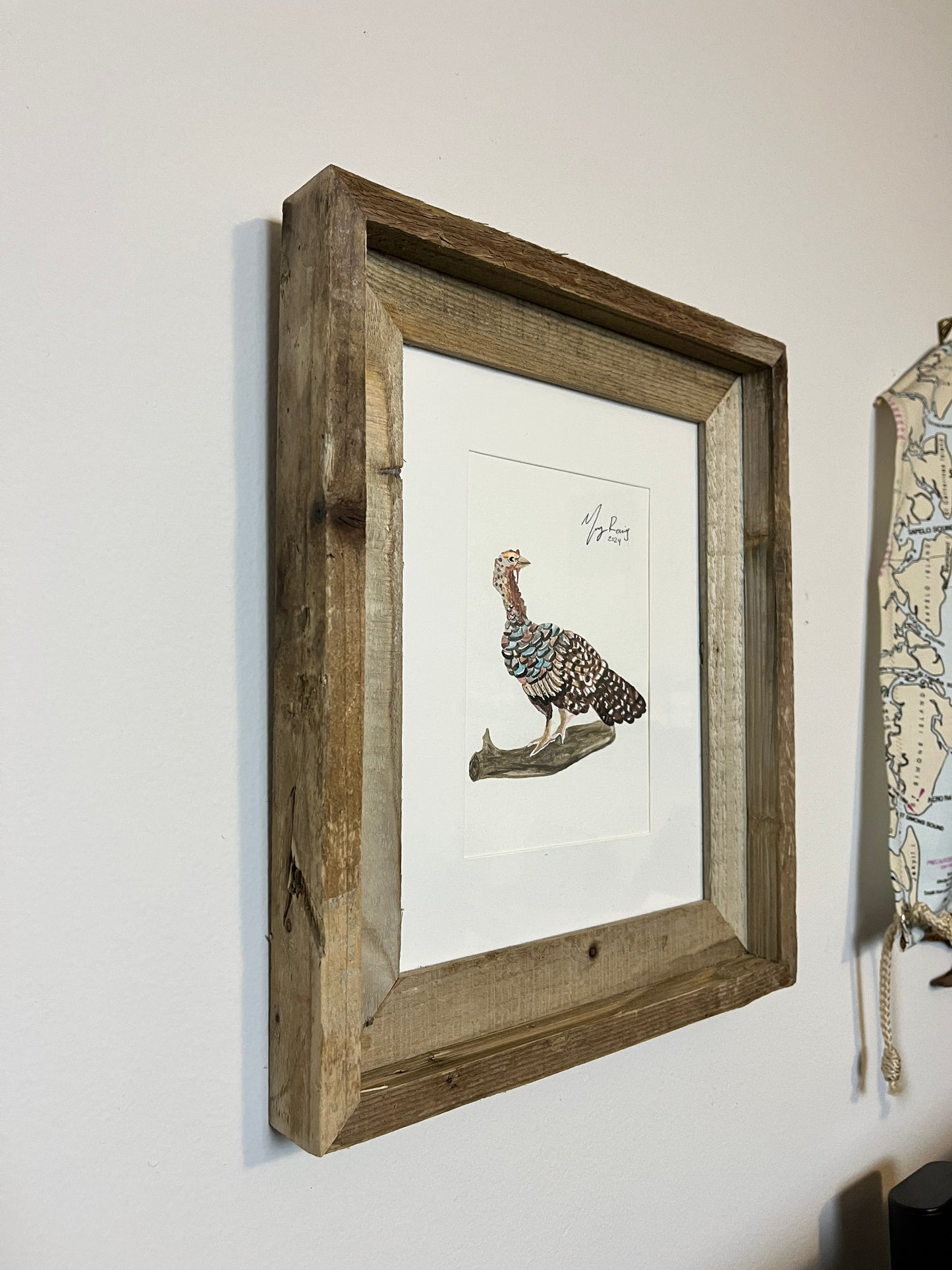 “Thanksgiving Hunt” Original Watercolor, 8x10 driftwood Frame