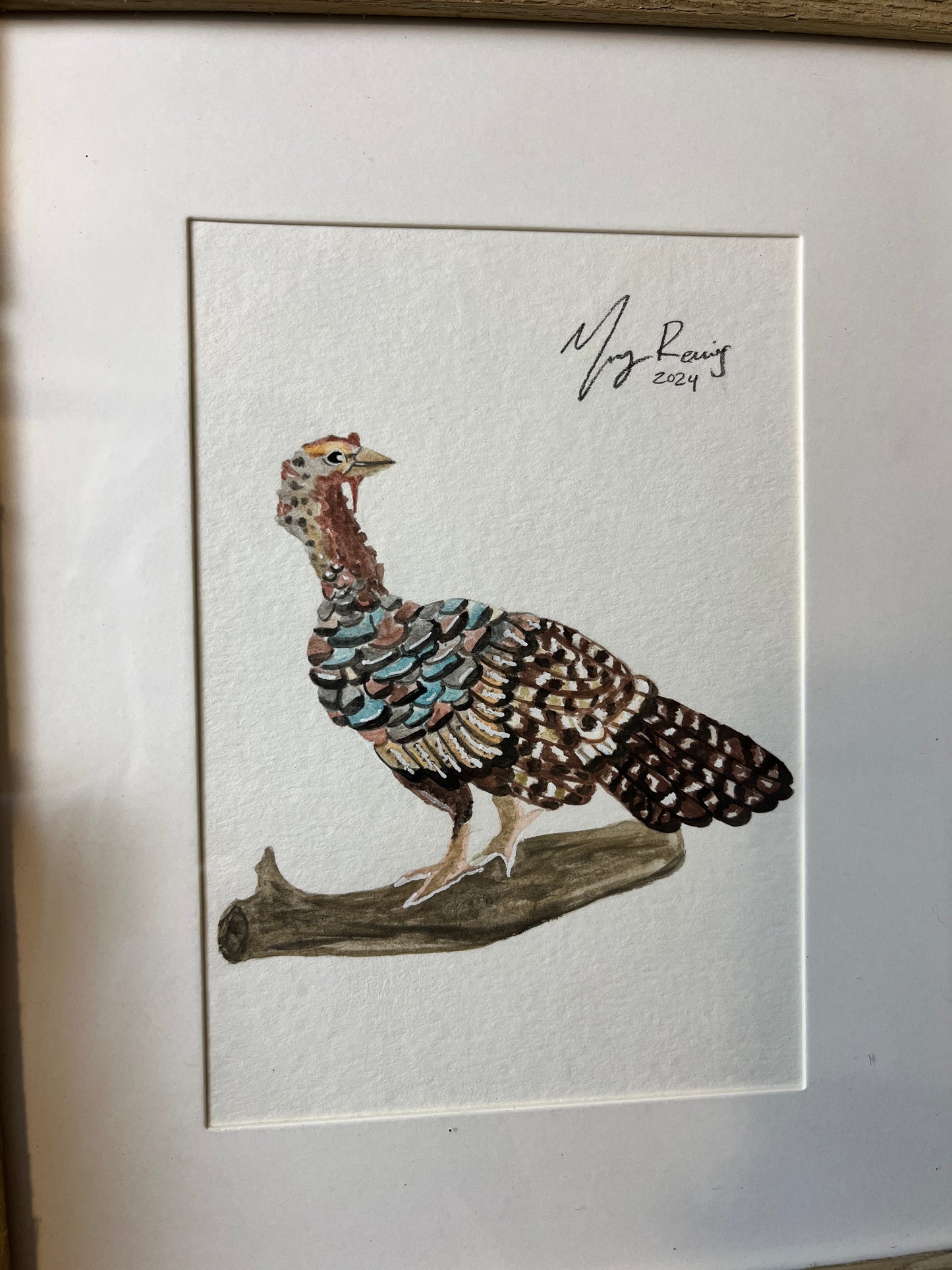 “Thanksgiving Hunt” Original Watercolor, 8x10 driftwood Frame