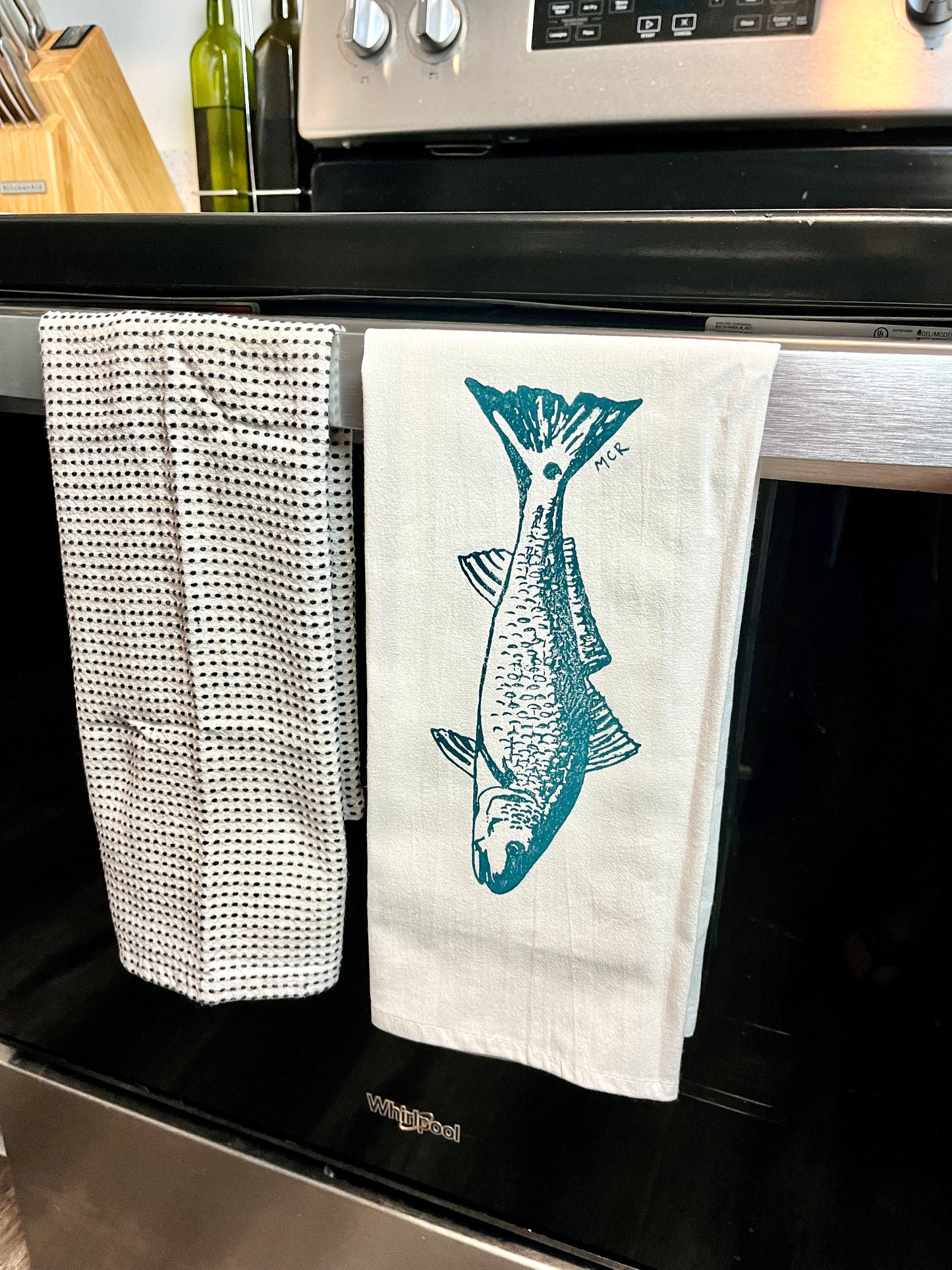 Hand Stamped Tea Towel