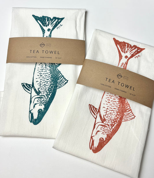 Hand Stamped Tea Towel