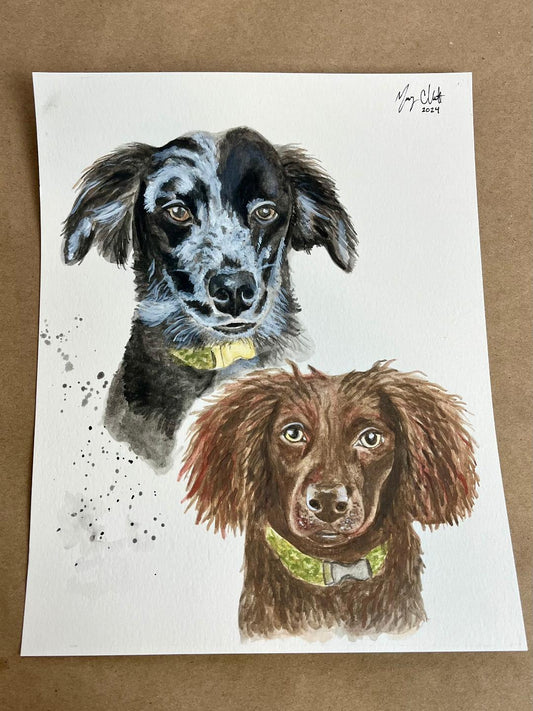 Dog/Pet Portrait Custom Watercolor Painting, Original by Macey C. Rewis