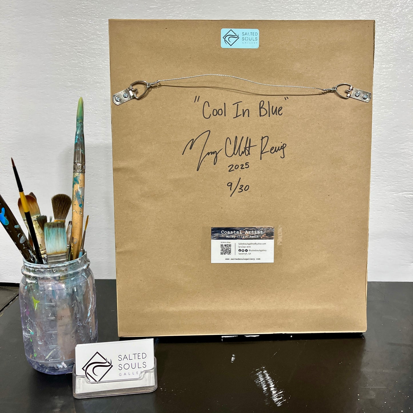 “ Cool In Blue” 11x14 Limited Edition Driftwood Framed Watercolor Blue Crab Print