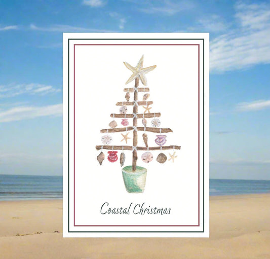 "Coastal Christmas" Foldable Note Card with Envelope, Accessories, Stationary Set