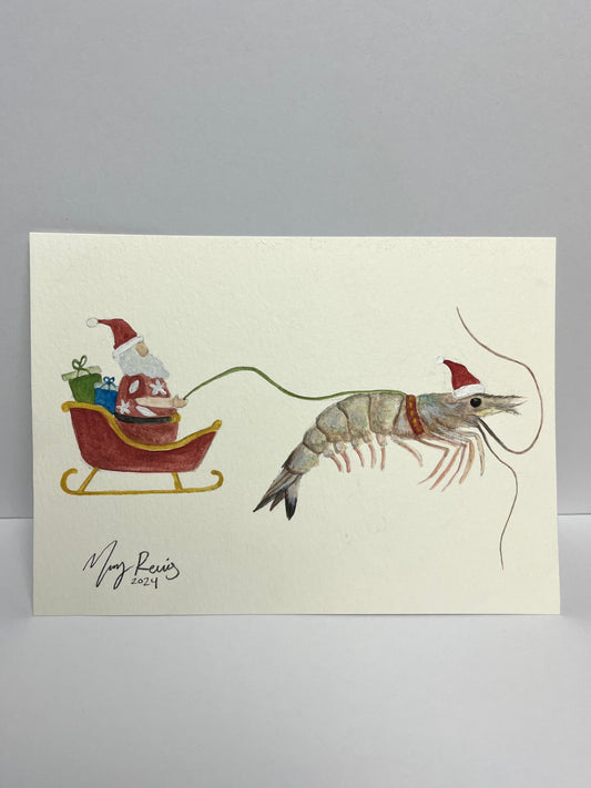 “ Shrimply Slieghing” Original Watercolor Painting by Macey C. Rewis