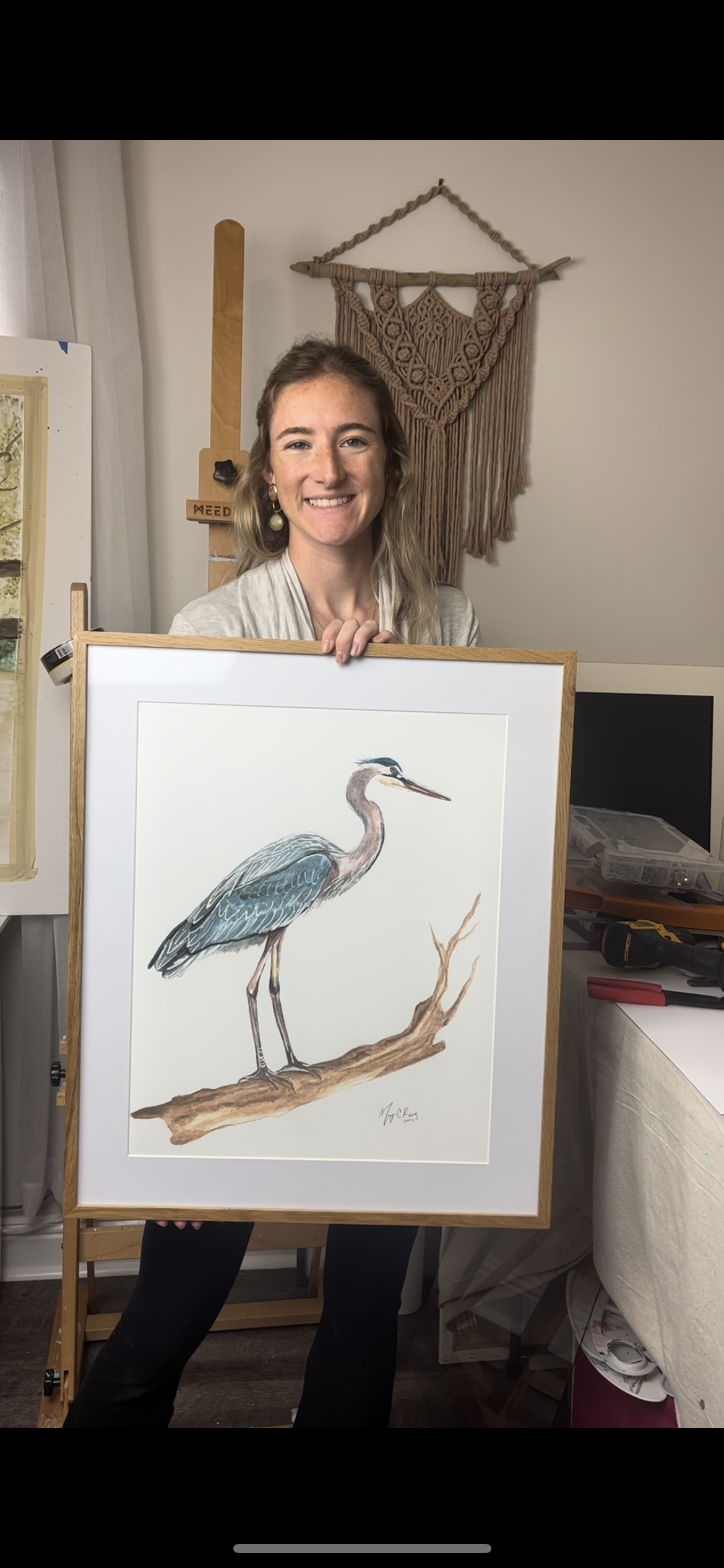 "Savannah Blue Heron" Watercolor Print by Macey Cliatt Rewis