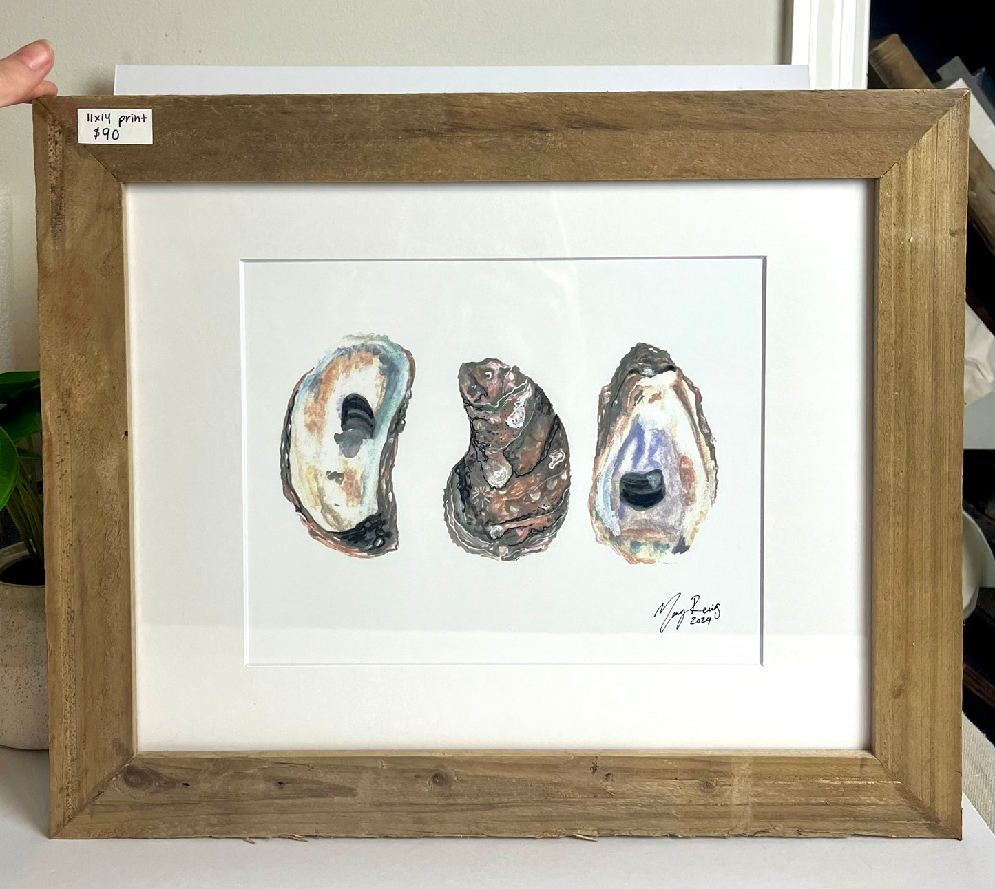 Framed “3 Oysters” 11x14 Print