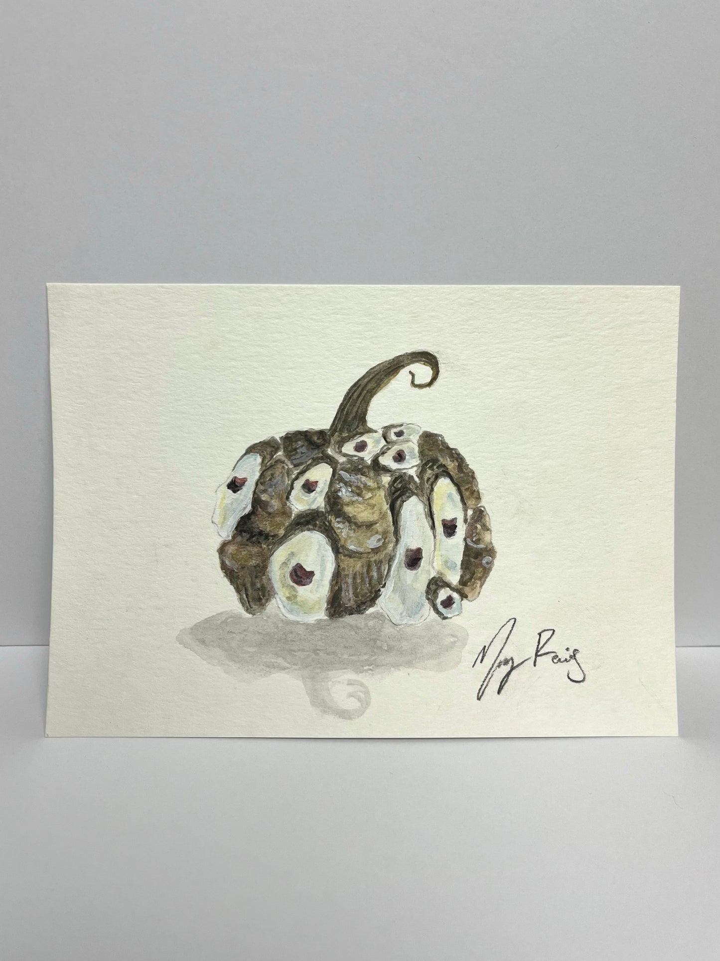 "Oyster Pumpkin” Original Watercolor Painting by Macey C. Rewis