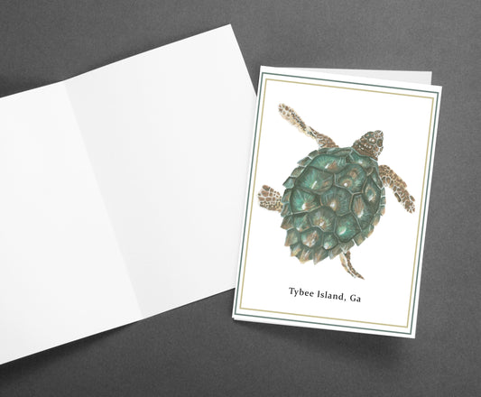 Stationary Set, "Tybee Turtle” Note Card with Envelope, Accessories