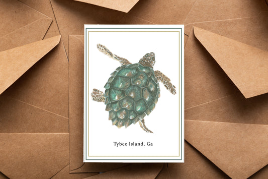 Stationary Set, "Tybee Turtle” Note Card with Envelope, Accessories