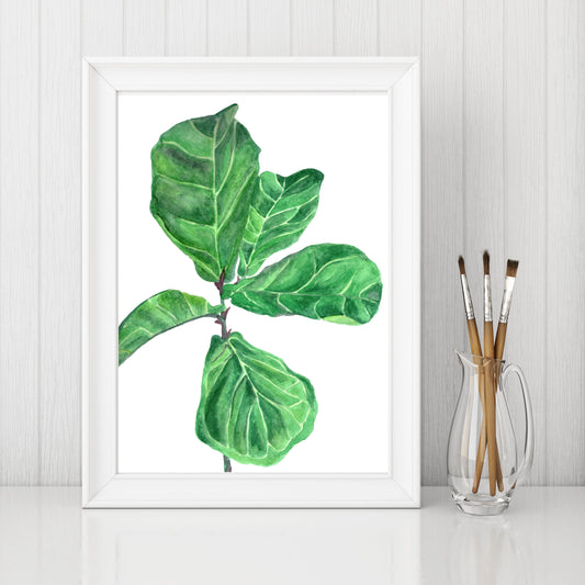 "Fiddle Leaf Fig" Watercolor Print by Macey Rewis