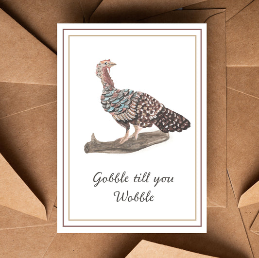 "Gobble till you Wobble" Foldable Note Card with Envelope, Accessories, Stationary Set