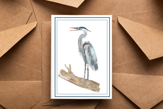 "Tybee Heron” Note Card Set with Envelope, Stationary