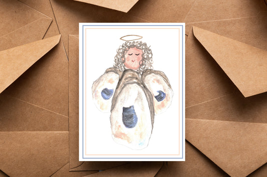 Stationary Set of 4, “Oyster Angel” Note Card Set with Envelopes, Accessories