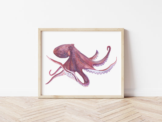 "Giant Pacific Octopus" Watercolor Print by Macey Cliatt Rewis