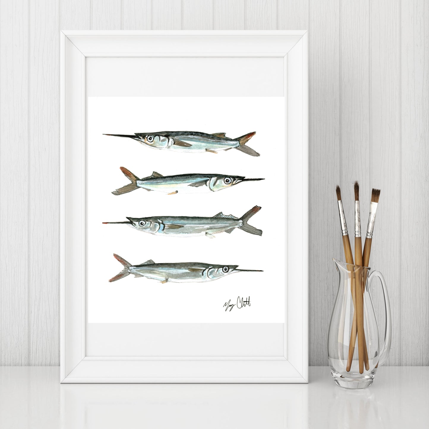 "Ballyhoo Bait" Watercolor Print by Macey Cliatt Rewis