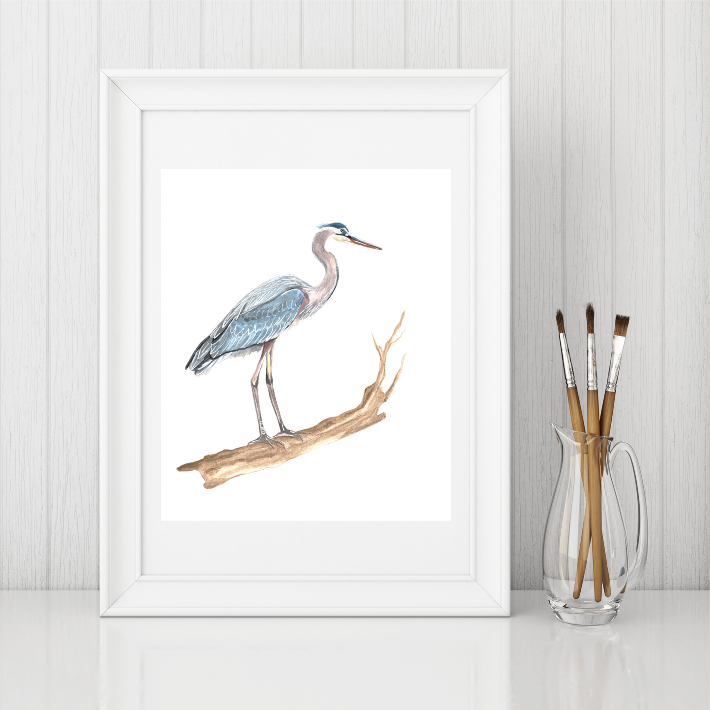 "Savannah Blue Heron" Watercolor Print by Macey Cliatt Rewis