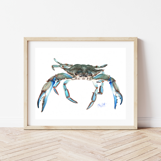 "Savannah Blue Crab" Watercolor Animal Print by Macey Cliatt Rewis