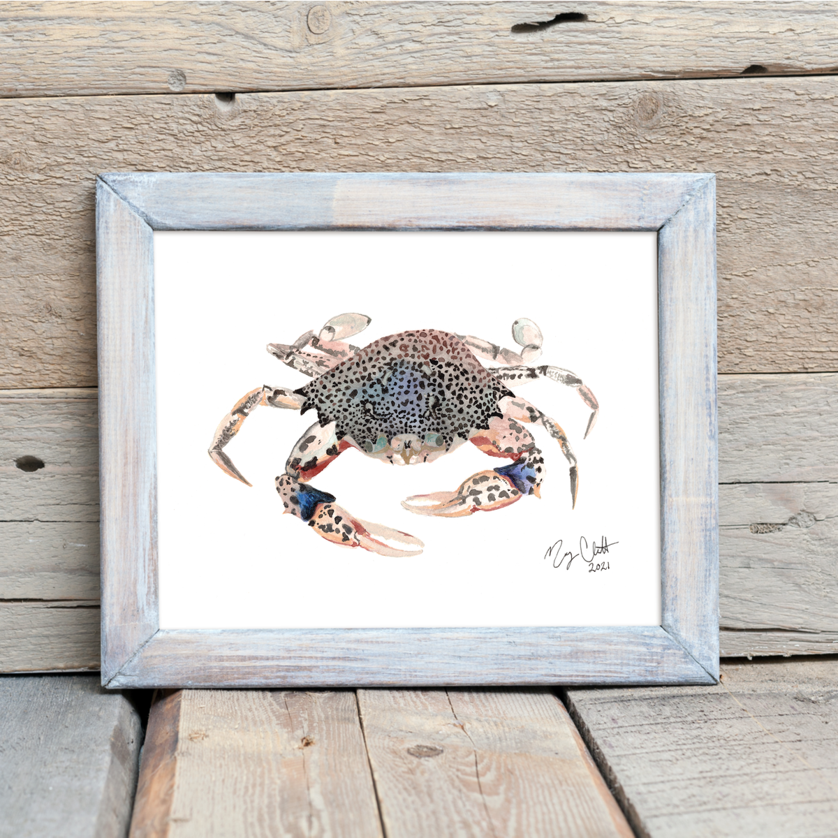 "Savannah Lady Crab" Watercolor Print by Macey Cliatt Rewis