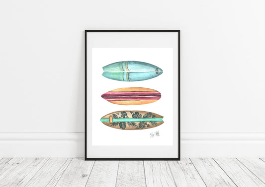 "Surf's Up" Watercolor Print by Macey Cliatt Rewis