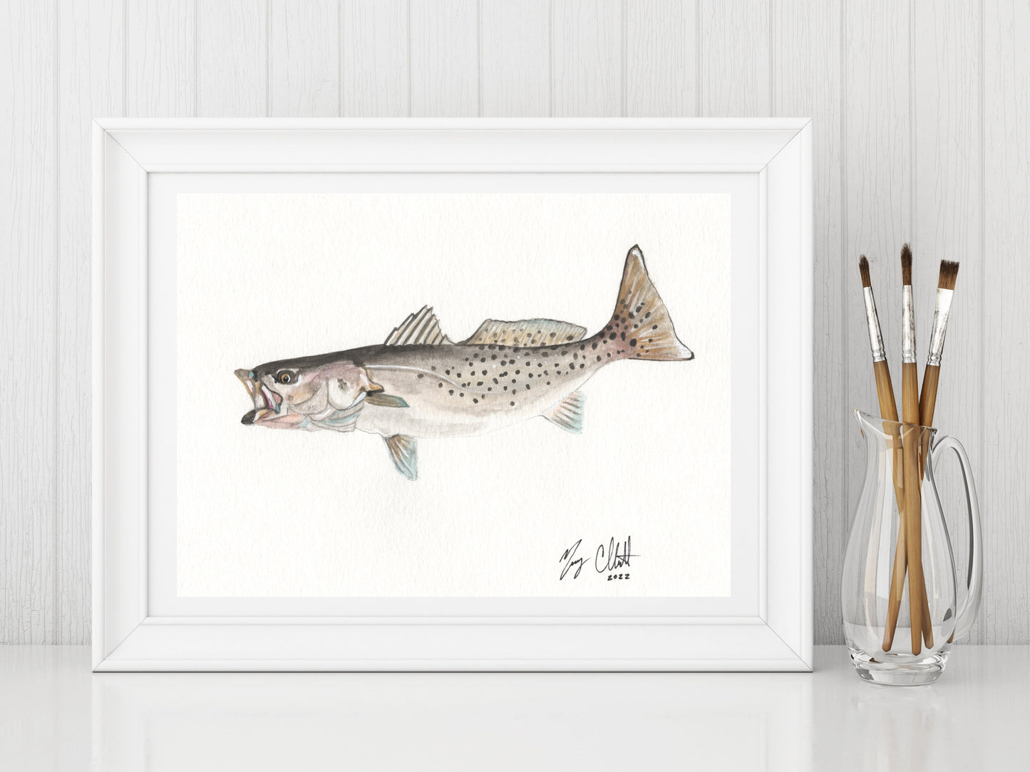 Limited Edition "Winter Trout" Watercolor Print by Macey Cliatt