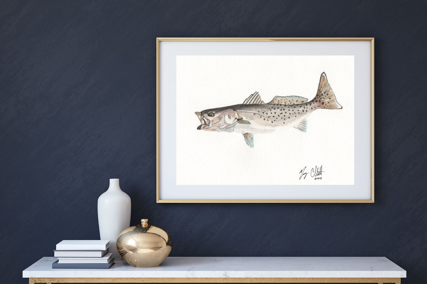 Limited Edition "Winter Trout" Watercolor Print by Macey Cliatt