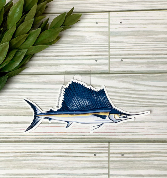 Sail Fish Sticker, weatherproof vinyl decal, Accessories