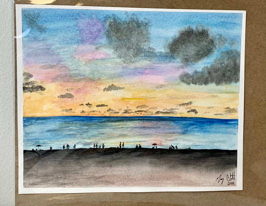 “Beachside” Original Watercolor  Seascape Painting by Macey Cliatt