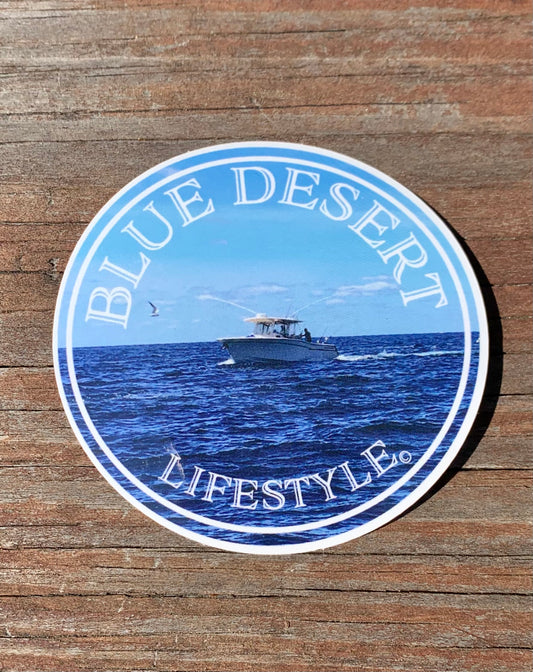 Blue Dessert Lifestyle Fishing Sticker, Accessories