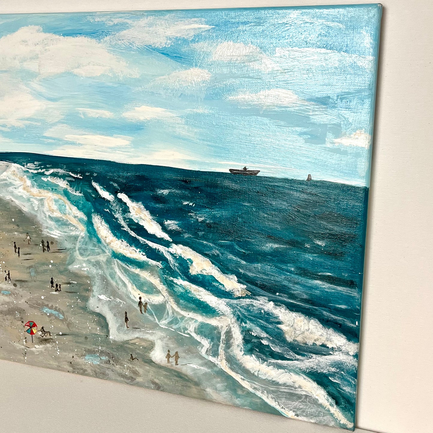 “Pier view” Original Acrylic beach Painting by Macey Cliatt