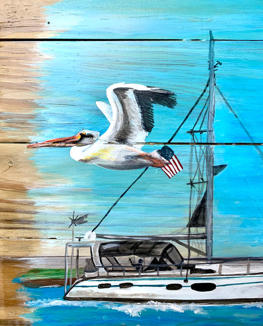 “Pelican Crossing" Original Acrylic Painting by Macey Cliatt