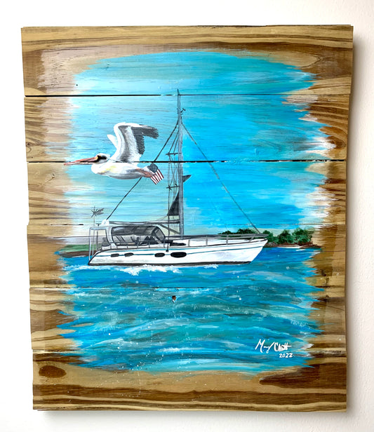 “Pelican Crossing" Original Acrylic Painting by Macey Cliatt