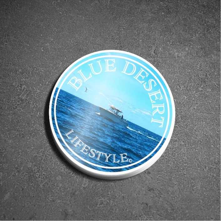 Blue Dessert Lifestyle Fishing Sticker, Accessories